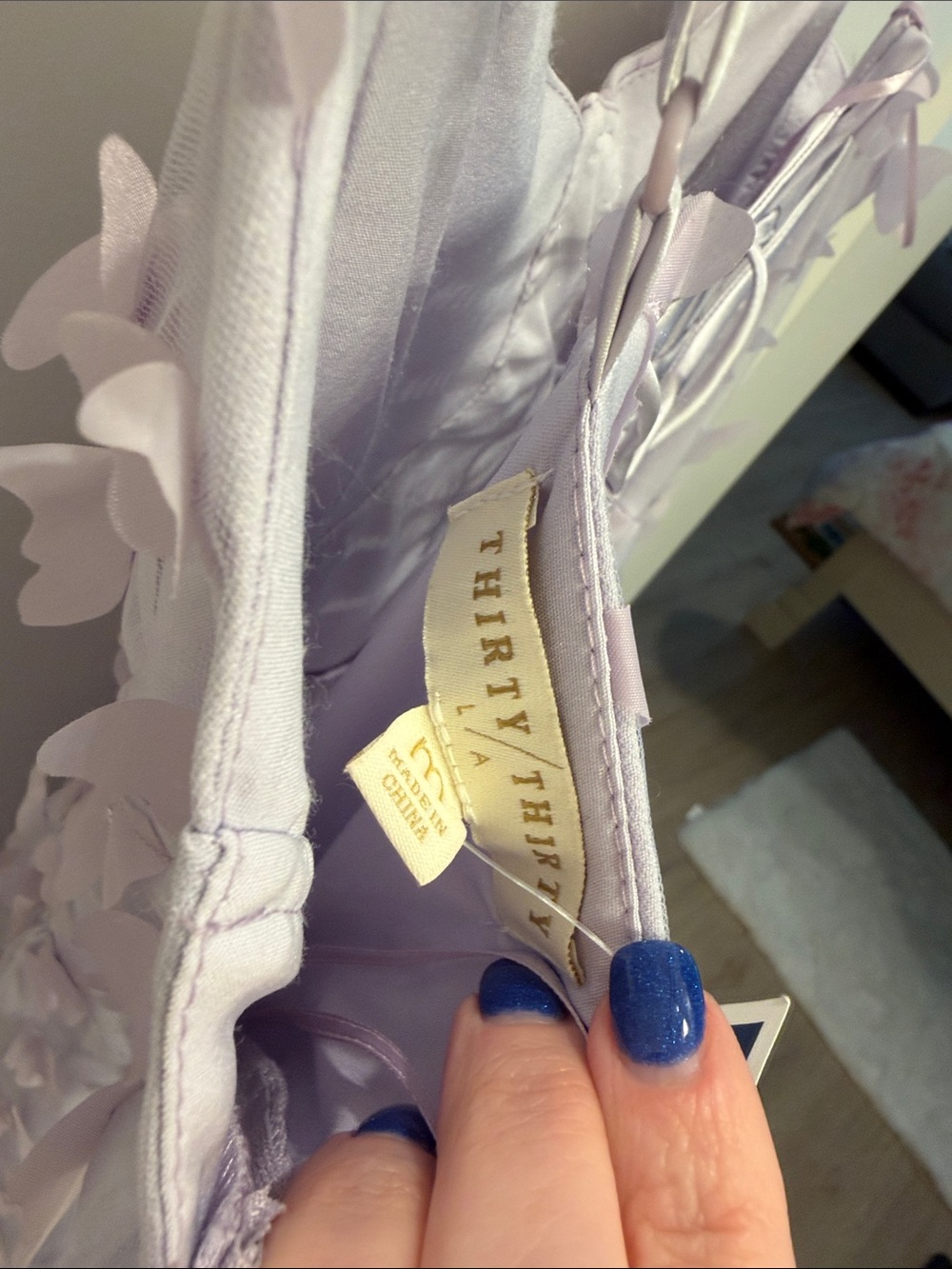 NWT-Thirty Thirty Women's Lavender Butterfly Appliqué Midi Dress (not underwire) - Picture 11 of 11